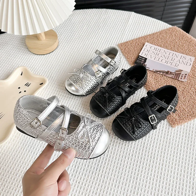 

Children Princess Leather Shoes for Girls 2025 Autumn New Fashion Korean Style Soft Bottom Anti-slippery Versatile Bowtie Shoes