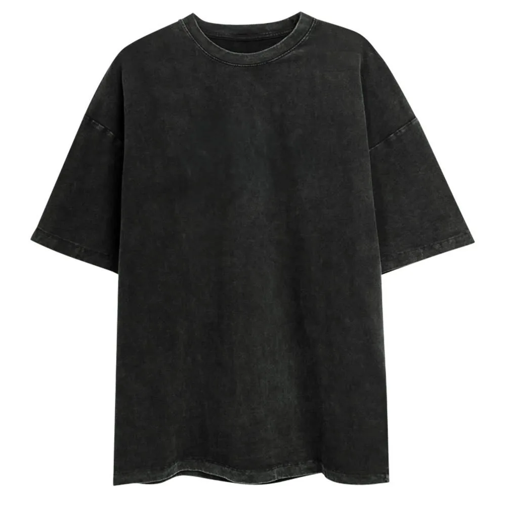 Women's T-Shirts And Polos Round Neck Short Sleeve Loose Fit Washed Distressed Solid Color Casual Pullover T Shirt Female