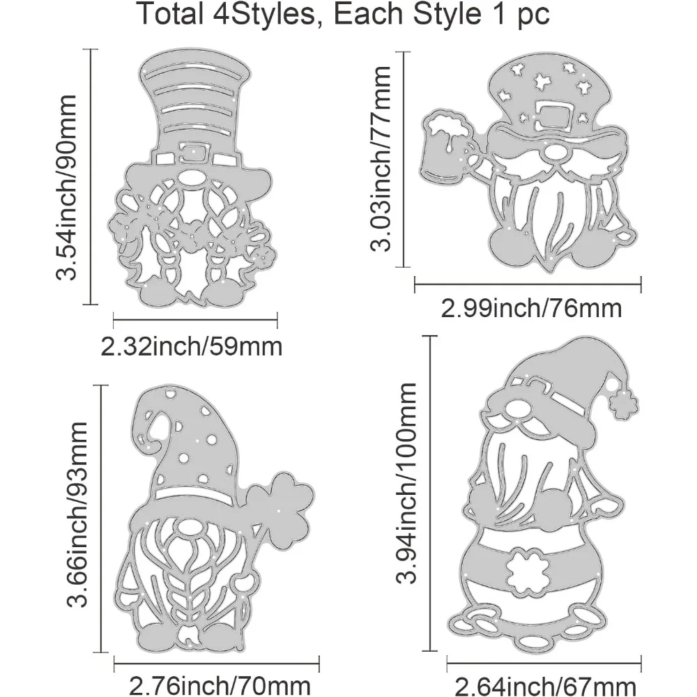 St. Patrick's Day Gnome Cutting Dies Lucky Grass Carbon Steel Die Cuts for DIY Crafting Embossing Stencil Template for Card