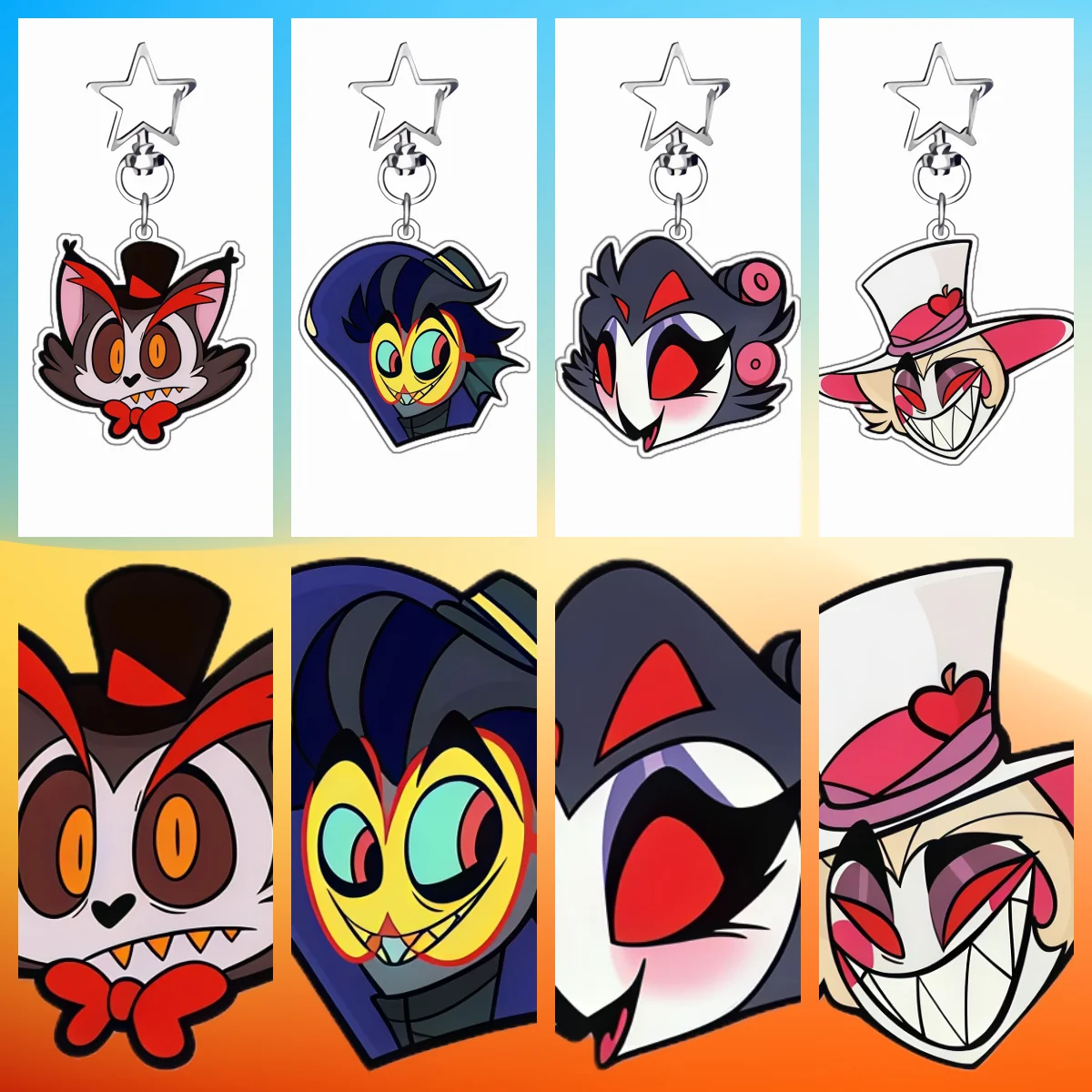 

Акриловый брелок с героями аниме-мультфильмов Helluva Boss (Блицо, Хаск, Мокси) – очаровательный кулон для рюкзака, декоративный аксессуар, подарок, игрушка