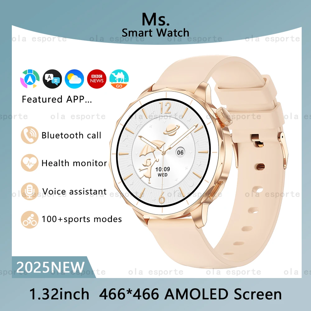 

2025 НОВЫЕ женские умные часы с Bluetooth-вызовом, GPS-трекер, спортивные часы, несколько спортивных режимов, водонепроницаемые умные часы с монитором здоровья