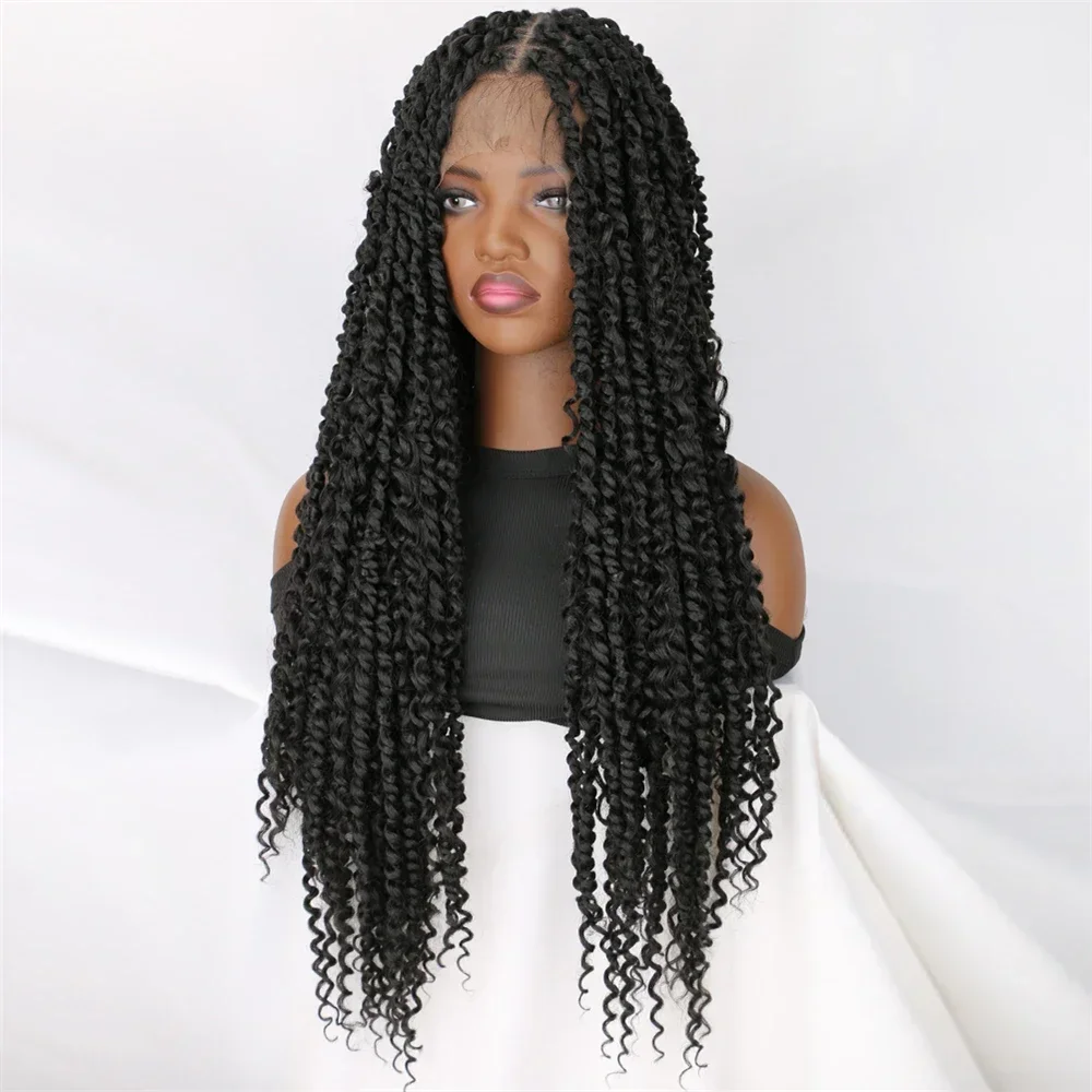 Afro Dreadlocks Full Lace Braided Wigs Synthetic Crochet Hair Braids Wig For Women 30 Inch Baby Hair Fashion Wig Daily Use