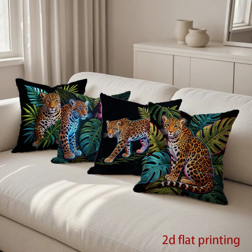 Neon Leopard Pattern Cushion Cover Suitable for Sofa Bedroom Car Pillow Cover