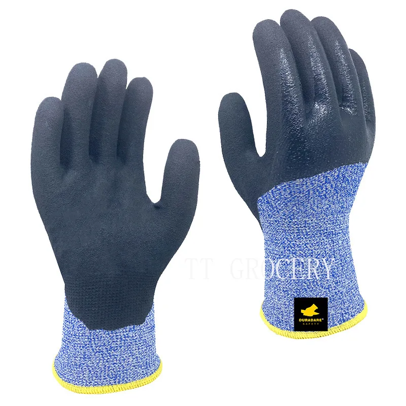 

360° Fully Nitrile Coated Sandpaper Gloves - Waterproof Oilproof Cut Resistant | MA PA Anti-Slip Protective Work Gloves