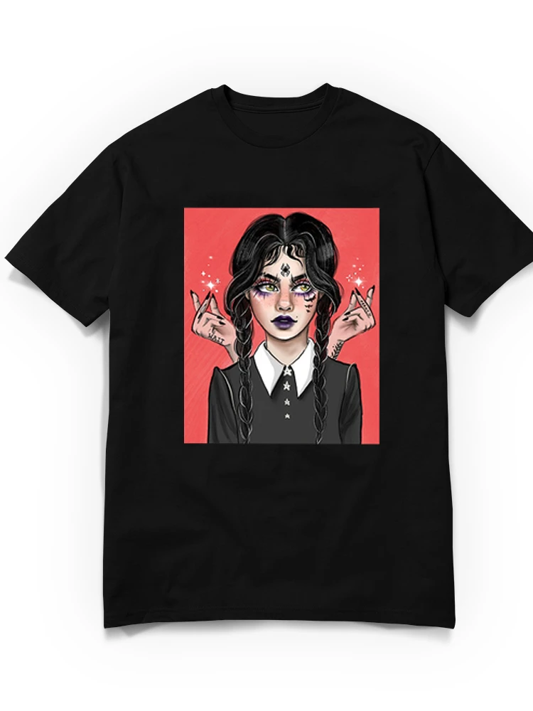 Halloween Wednesday Addams  Graphic T-shirt Wednesdays We Wear Black Letter on Tee Women Men Summer Tops Unisex