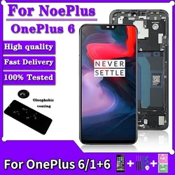Prueba de 100% para Oneplus 6 LCD A6000 A6003 pantalla táctil digitalizador piezas de repuesto de montaje con marco para One Plus 6 LCD