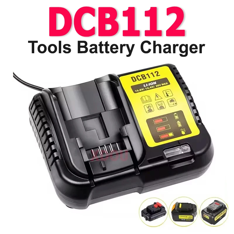DCB112 2A Lithium Battery Charger for Dewalt 10.8V 12V 14.4V 18V 20V DCB206 DCB205 DCB204 DCB203 DCB120,DCB107 DCB115 DCB105