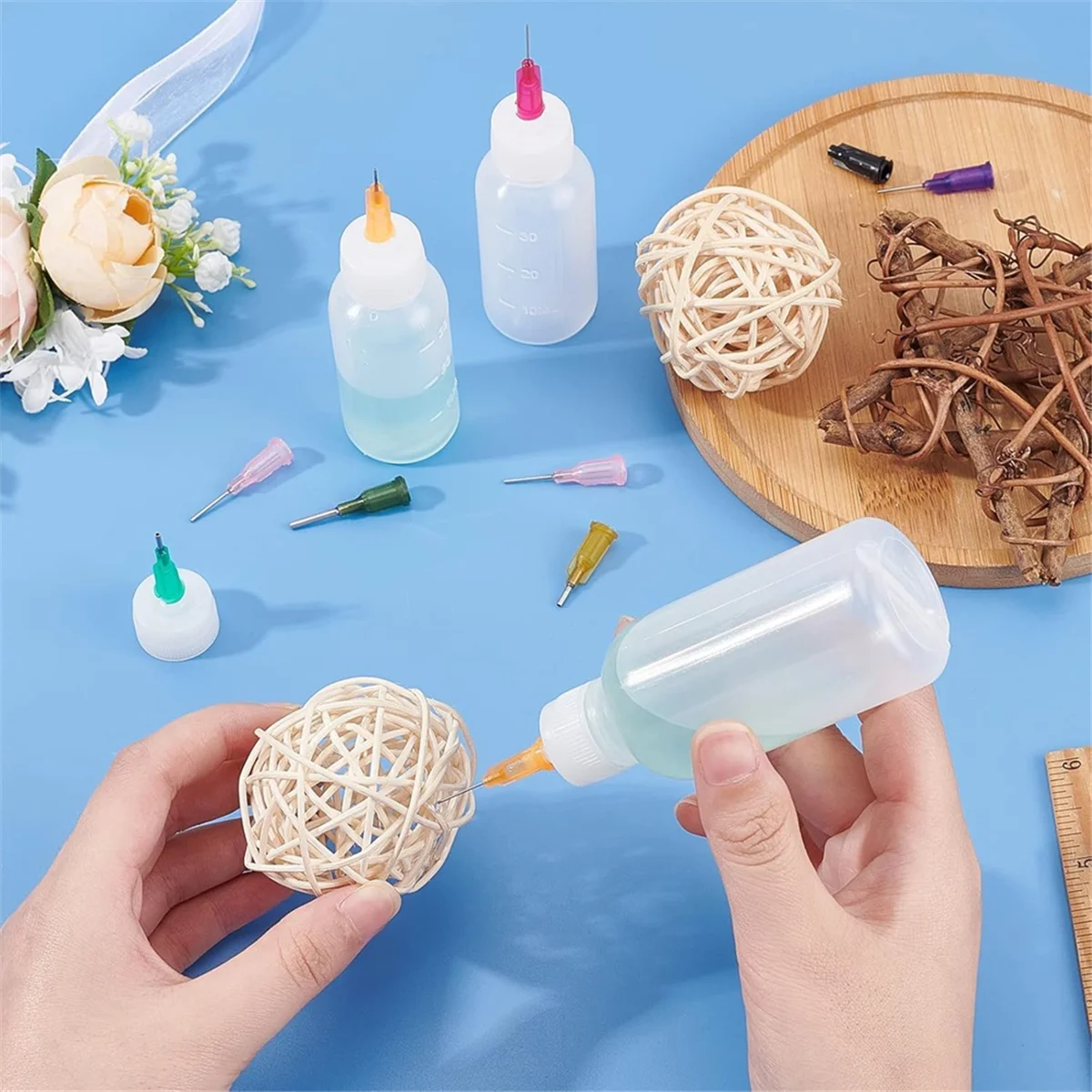 ABXHH 8 шт. бутылки с аппликатором для прецизионных наконечников «сделай сам», бутылки с клеем с наконечником иглы 1/1,7 унции с 8 крышками и 18 наконечниками для квиллинга своими руками