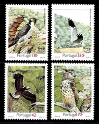 4 PCS,Portugal,1993,Bird Stamps,Raptor,Harrier,Owl,Eagle,Real Original,Stamp Collection,MNH