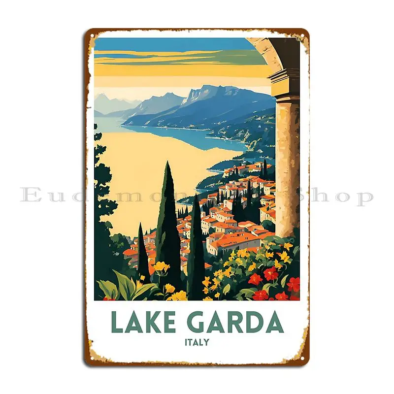 Travel Lake Garda Italy Bookish Arte Metal Plaque Cinema Plaques Designing Plaques Funny Tin Sign Poster