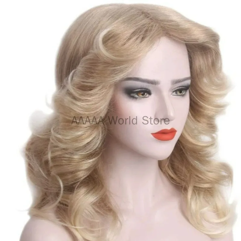 

Blonde Wig 70s Wig Women Hair Costume Carnival Halloween Party Curly Hairpiece Cosplay Good Quality High Temperature Fiber Hair