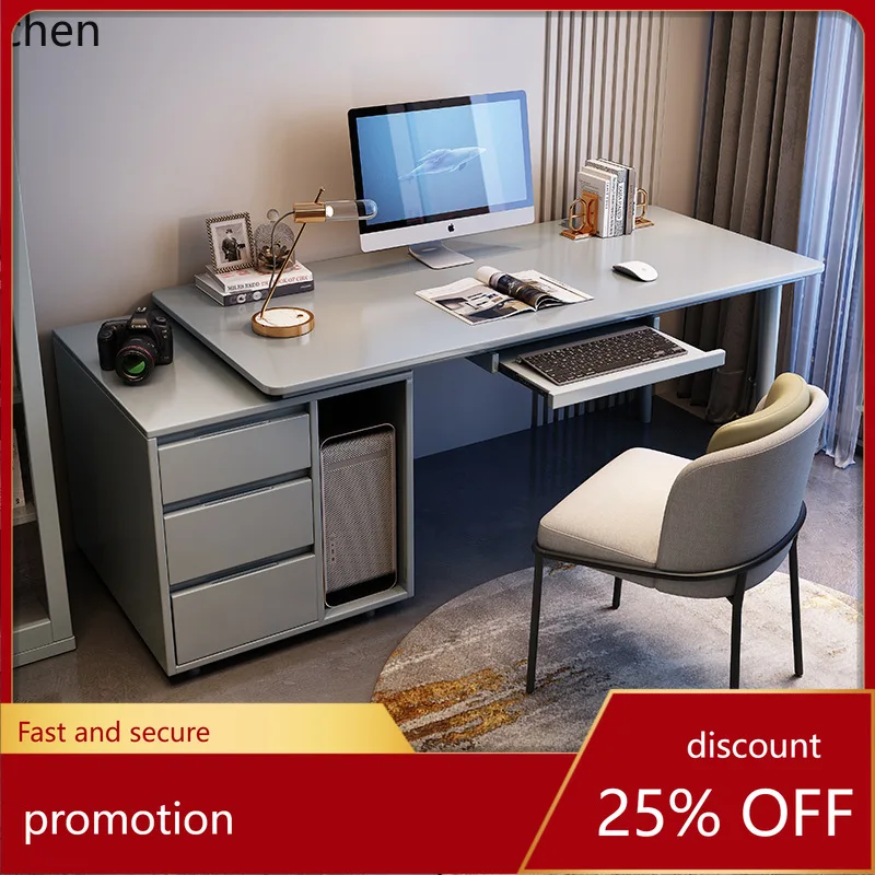 Hxl solid wood desk with built-in bookshelf, computer desk, writing desk with keyboard tray