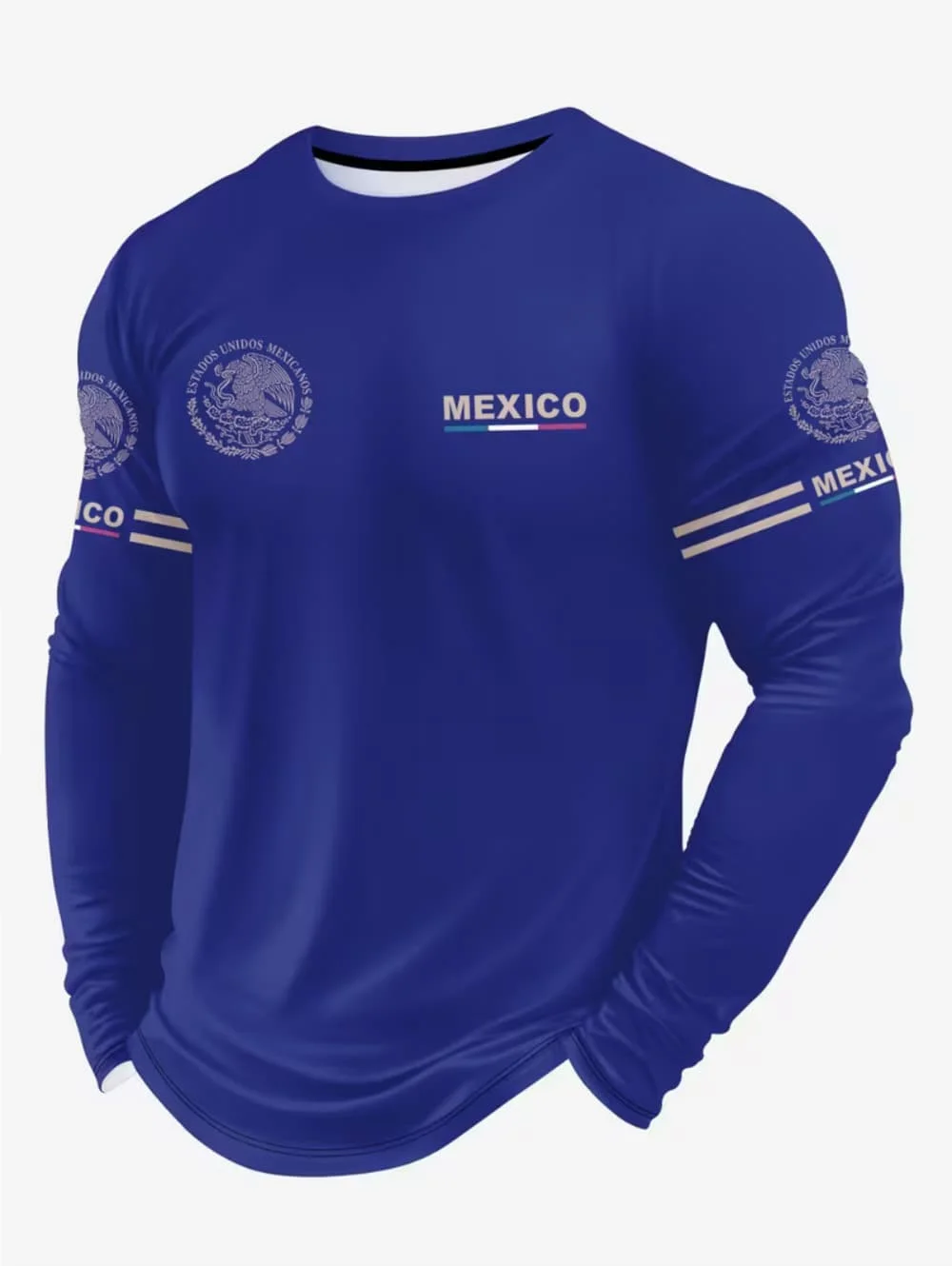 Mexico Eagle Print T Shirt for Men Fashion Comfortable Cotton Long Sleeve T-Shirt Casual O-Neck Pullover Autumn Loose Men's Tops view 2