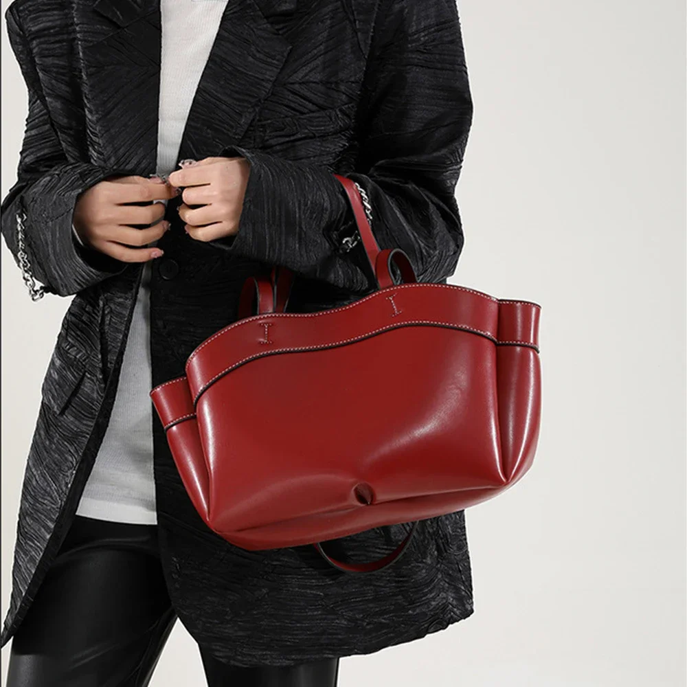 

Texture Lady Tote Bag Solid Pu Leather Commuting Shoulder Bags Large Capacity Female Daily Outfit All-match Composite Packs