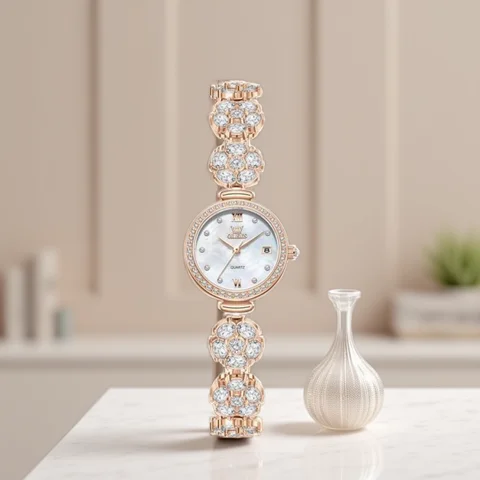 OLEVS 5633 Women's Watch Elegant Diamond Chain Watch Luxury Women's Dress Gift Watch Automatic Date Original Quartz Women Watch