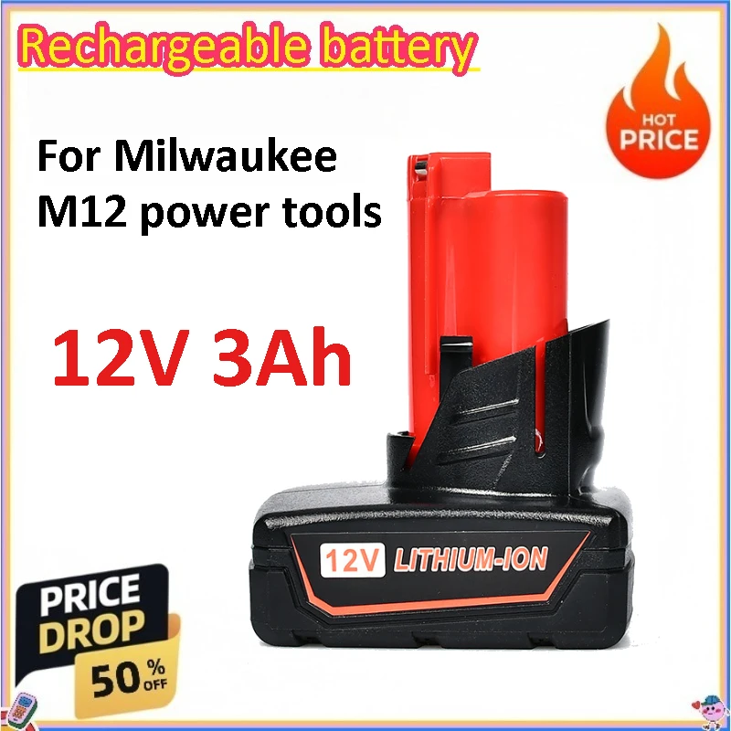 

12V 3.0Ah for Milwaukee M12 Battery 12V Rechargeable Battery for Milwaukee M12 Tool
