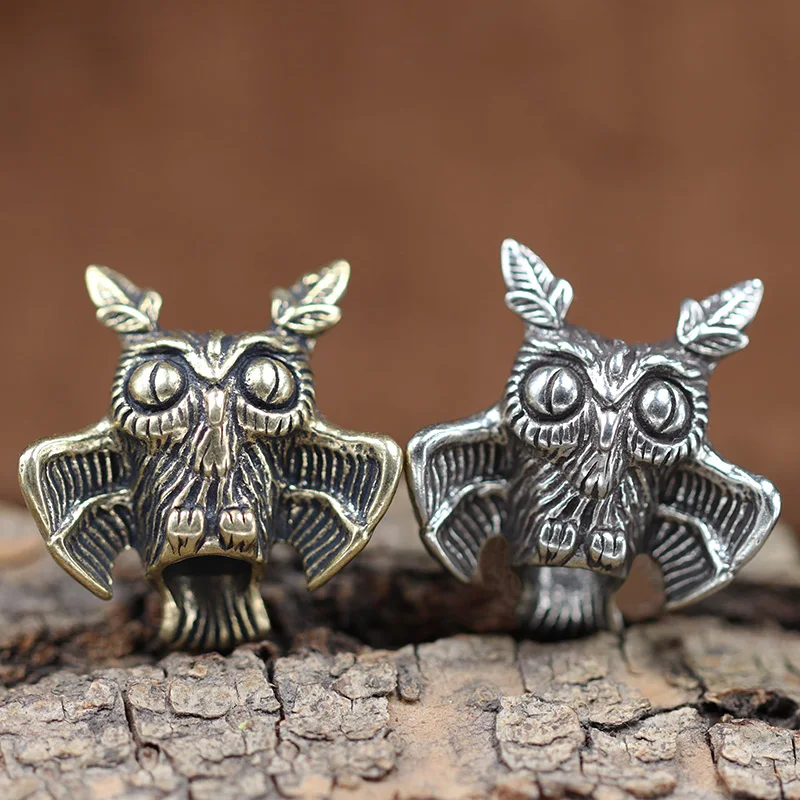 Animal Owl Brass Knife Bead EDC Outdoor DIY Paracord Woven Accessories Lanyard Keychain Pendant Umbrella Rope Flashlight Hanging