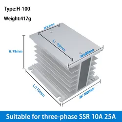 Dissipatore di calore del radiatore del relè a stato solido SSR trifase 10A 25A H-110