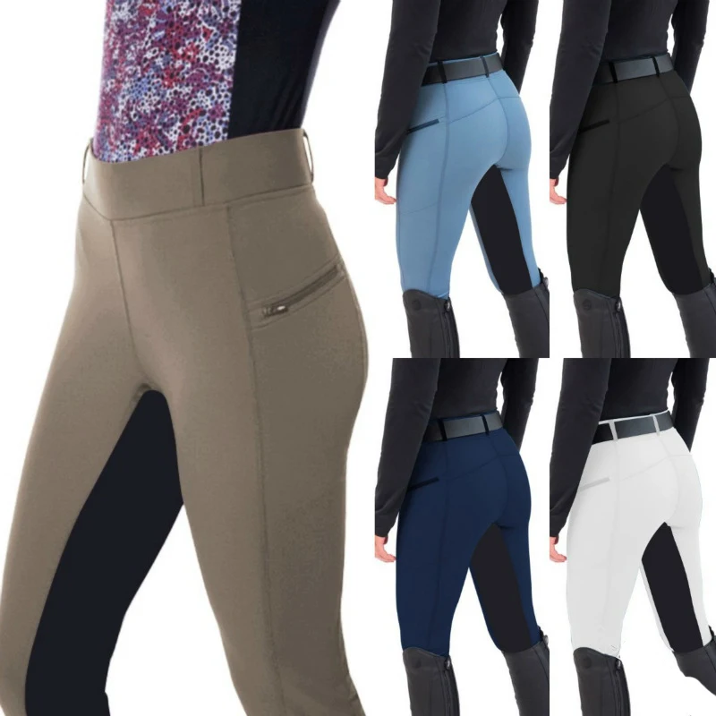 Women Running Pants Girls High-waisted Riding Horse Outdoor Equestrian Waist Elastic Skinny Camping Breeches Rider Trouser