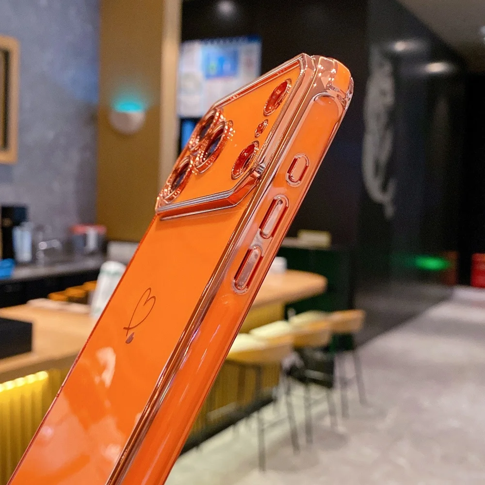 Crossbody-Halsband-Schultergurt-Hülle für iPhone 18 17 Pro Max 16 13 15 14 Plus, vergoldetes Herz, weiche Silikonhülle – Detail 5
