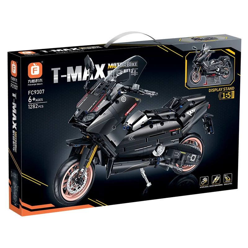 ชุดของเล่นสกู๊ตเตอร์ไฟฟ้าชุดของขวัญของเล่นเด็กรุ่น T-MAX บล็อกตัวต่อ FC9307