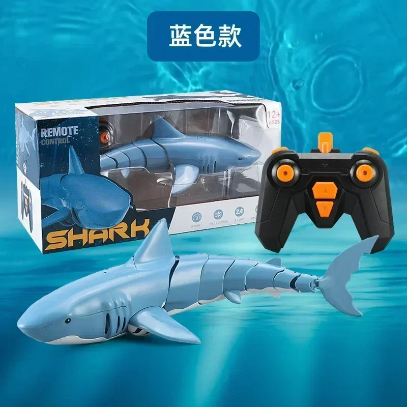 Remote control shark window box simulation blue ocean great white shark children's speedboat mechanical model