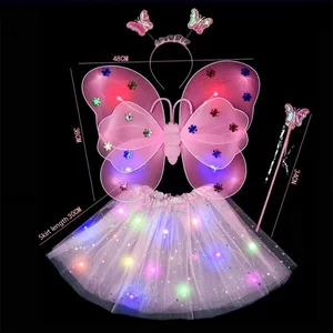 LED CHILDREN CLOTHED GIRLS Skirts Angel Light Winges Flating Butterfly Skirt Lights 2-8 Years of Easter Valentine's Day 10 Main Sales Fairy Wings - №4