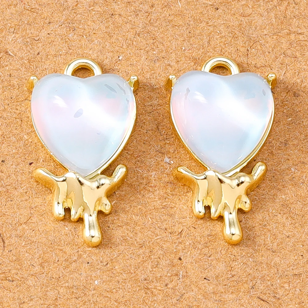 5 قطع الأحجار الكريمة كريستال الحب القلب سحر المعلقات لصنع المجوهرات قلادة أقراط سوار DIY اكسسوارات الإمدادات