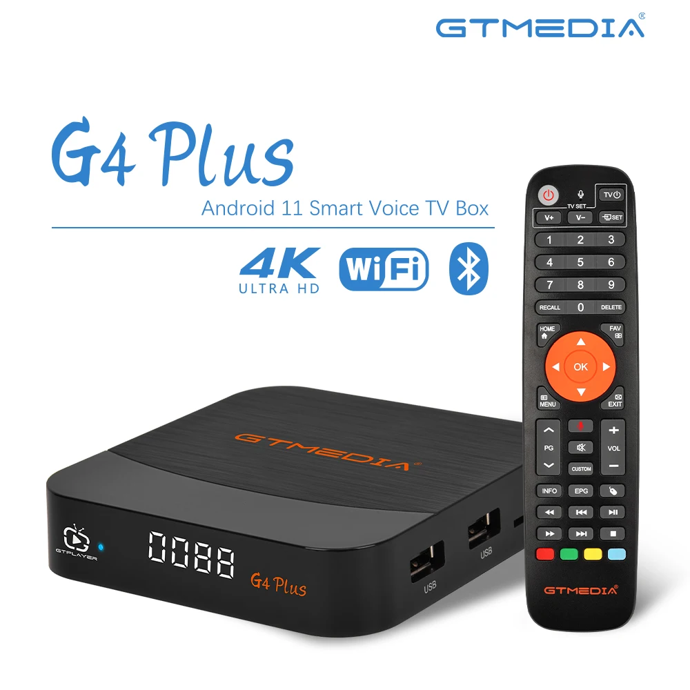 

GTMEDIA G4 Plus Android 11 TV Box Amlogic 905W2 Bluetooth Голосовой пульт дистанционного управления WIFI UHD 4K 3D 2 ГБ + 16 ГБ Smart Set Top Box декодер