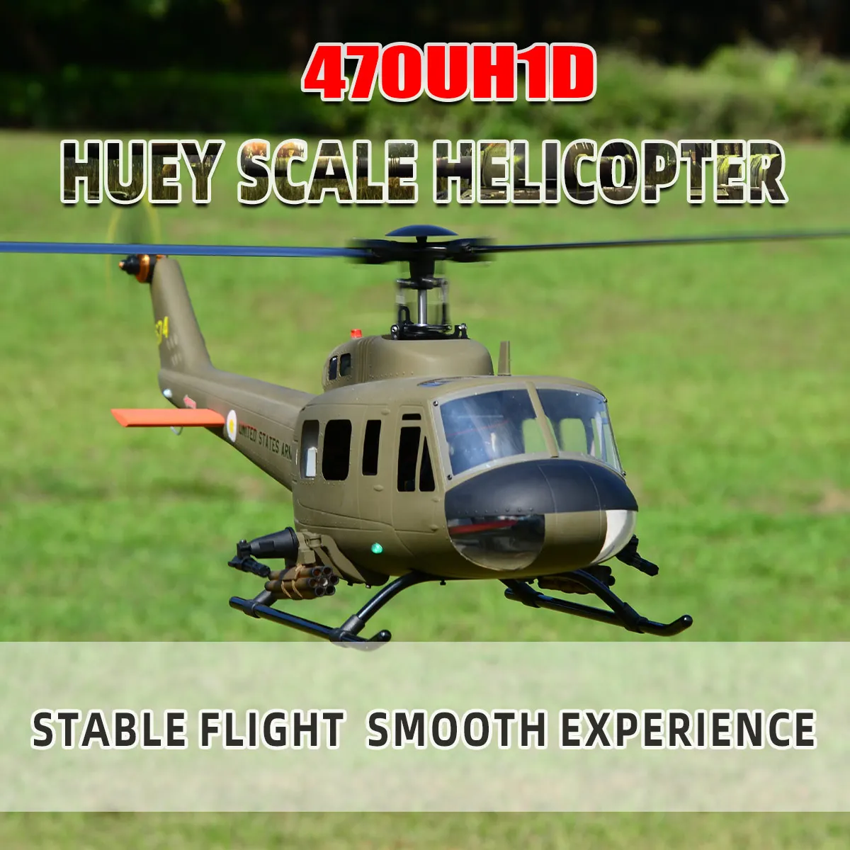 470 Size UH-1D PNP RTF Version Huey Scale  Intelligent Flight Control System With GPS RC Helicopter Chopper Toy