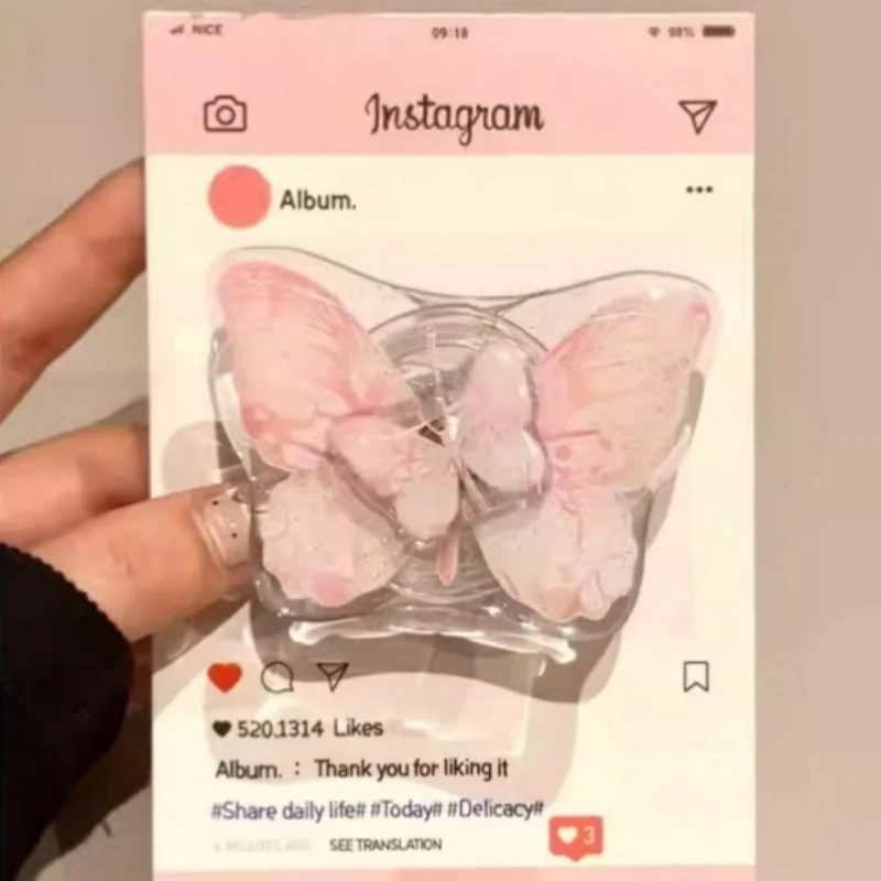 

Korean Cute Cartoon Rotate Butterfly Grip Tok Griptok Phone Holder Stand Support For iPhone 15 Samsung Universal Accessories