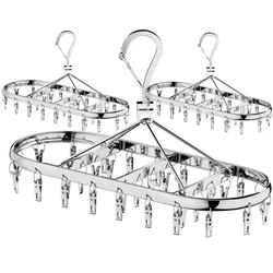 10/18/32 Clip Stainless Steel Drying Basket Multifunctional Hangers for Clothes Underwear Drying Rack Multiple Clip Socks Hanger