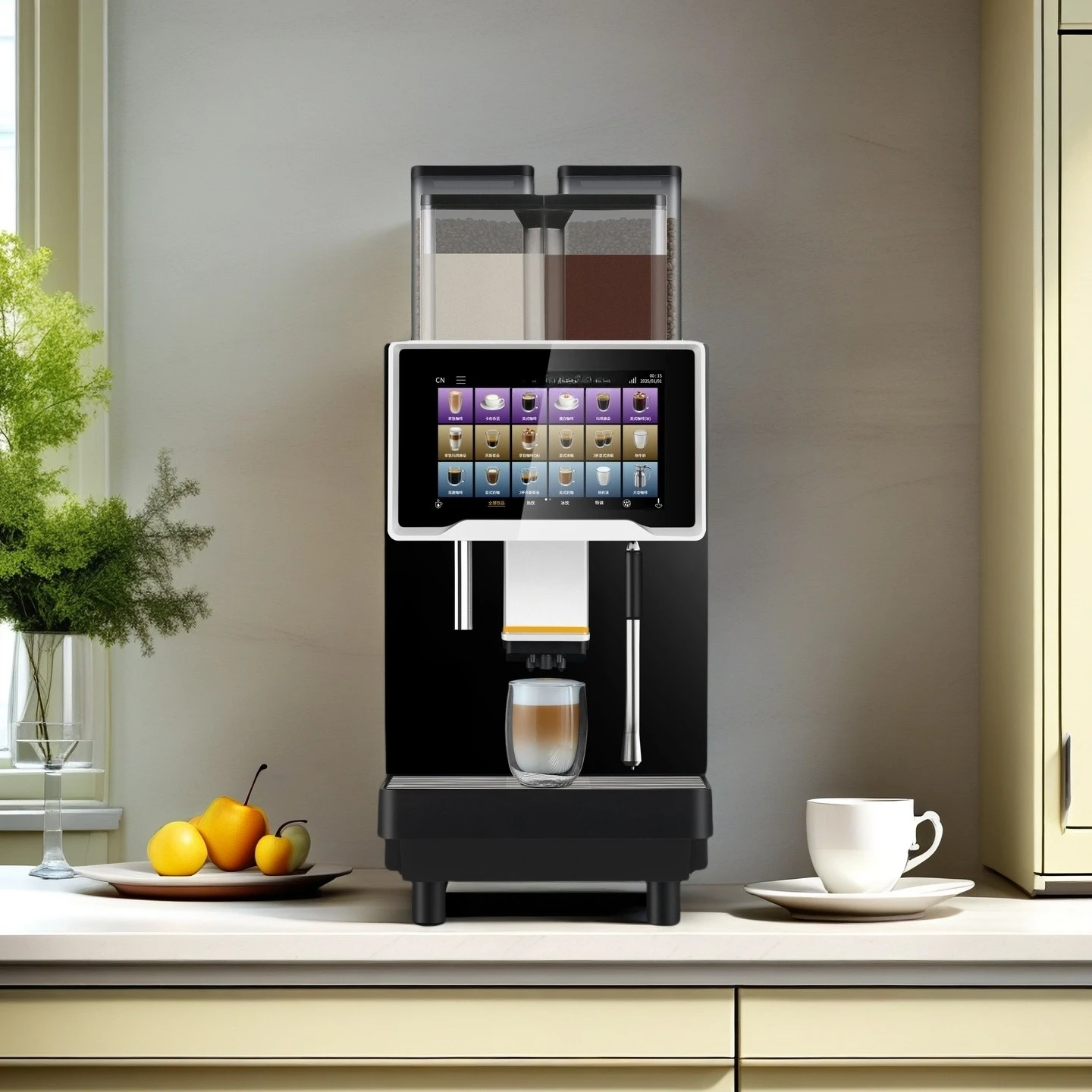 Máquina de café expresso automática inteligente com moedor e batedor de leite frio para comercial F30