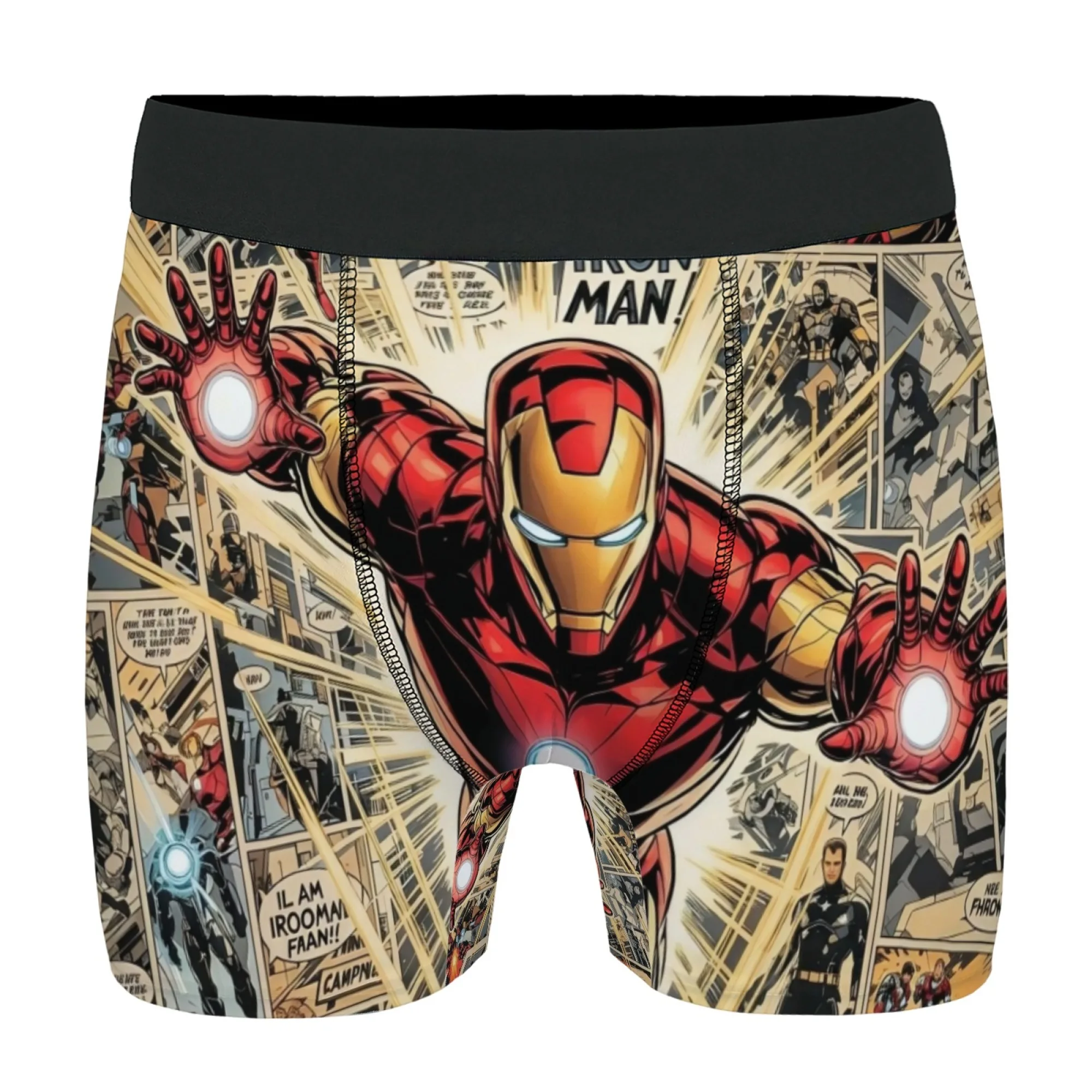 

Novelty retro casual Iron Man casual print cartoon comic style men's underwear comfortable breathable men's boxer shorts gift