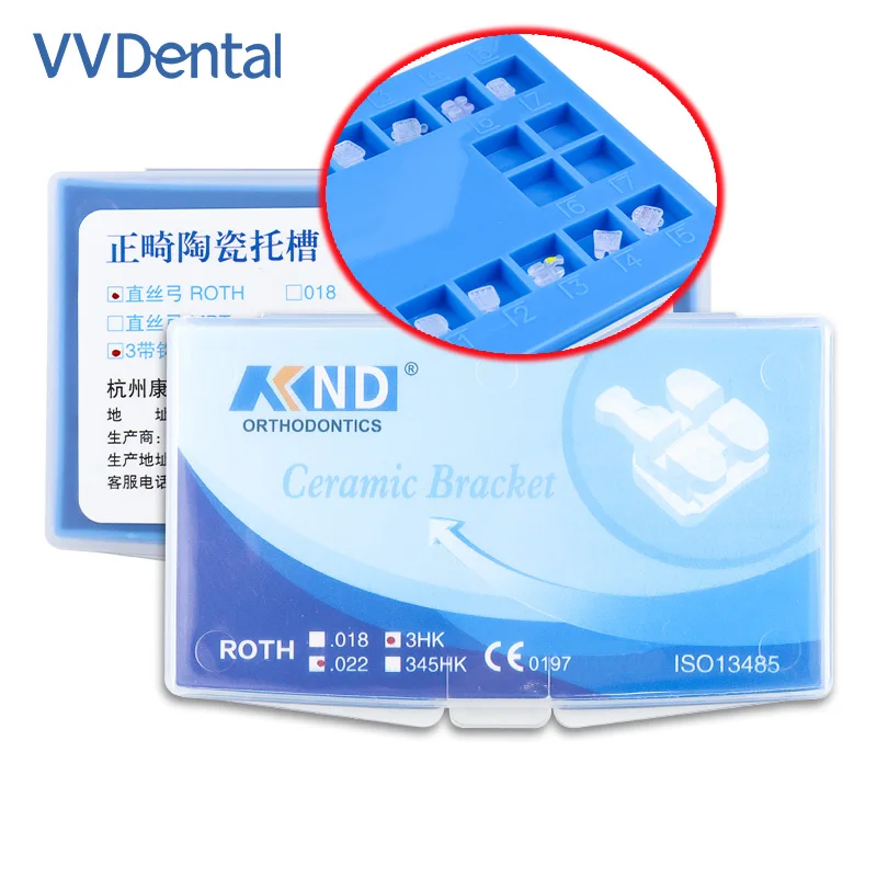 

VVDental 1Packs Dental Material Orthodontic Brackets Passive Braces Ortodoncia Brackets Ceramic MBT/Roth 022 3/ 345Hooks
