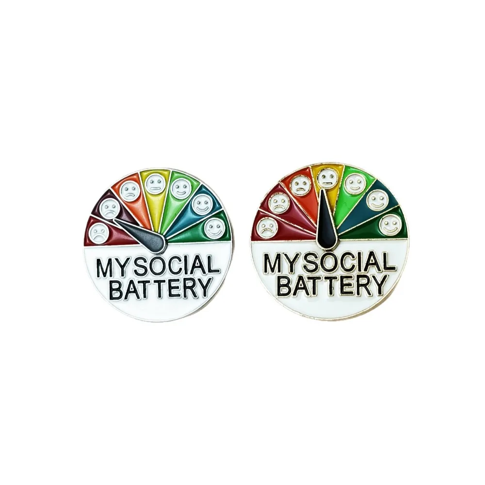 Rotatable Mood Dial Enamel Pins Quote Lapel Pin Badge Rainbow Emoji Spinning Needle Brooch for Backpack Social Accessory Gift