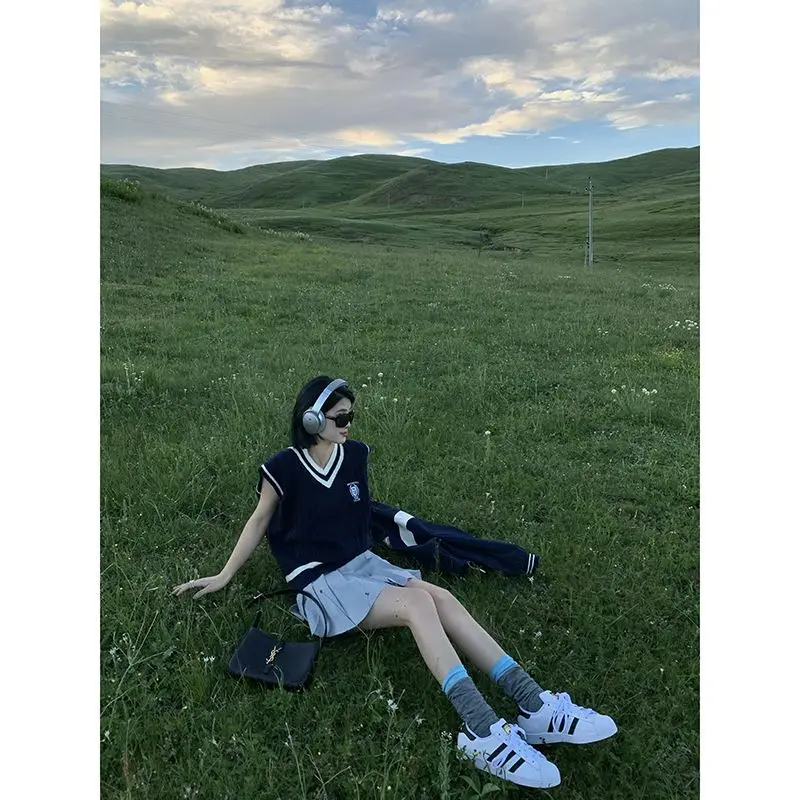 

Vests Waistcoats Thin Womens Vest Dames Fall Woolen Houndstooth Lapels French Style Workplace Business Urban Uniforms Students