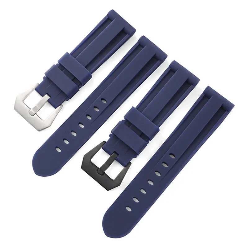 22mm 24mm 26mm Black Blue Red Orange White Yellow Watch Band Silicone Rubber Watchband Replacement Strap Steel Buckle