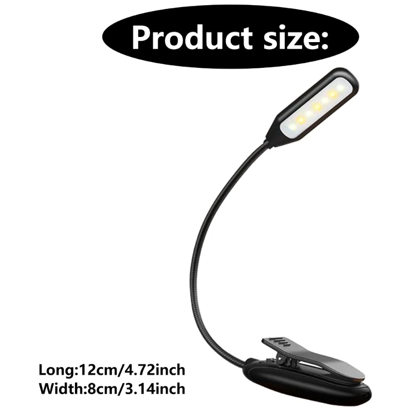 multifunction Clip On Reading Lamp with Memory Function Rechargeable LED Reading Light Easy Carry for Up To 80 Hours Of Use