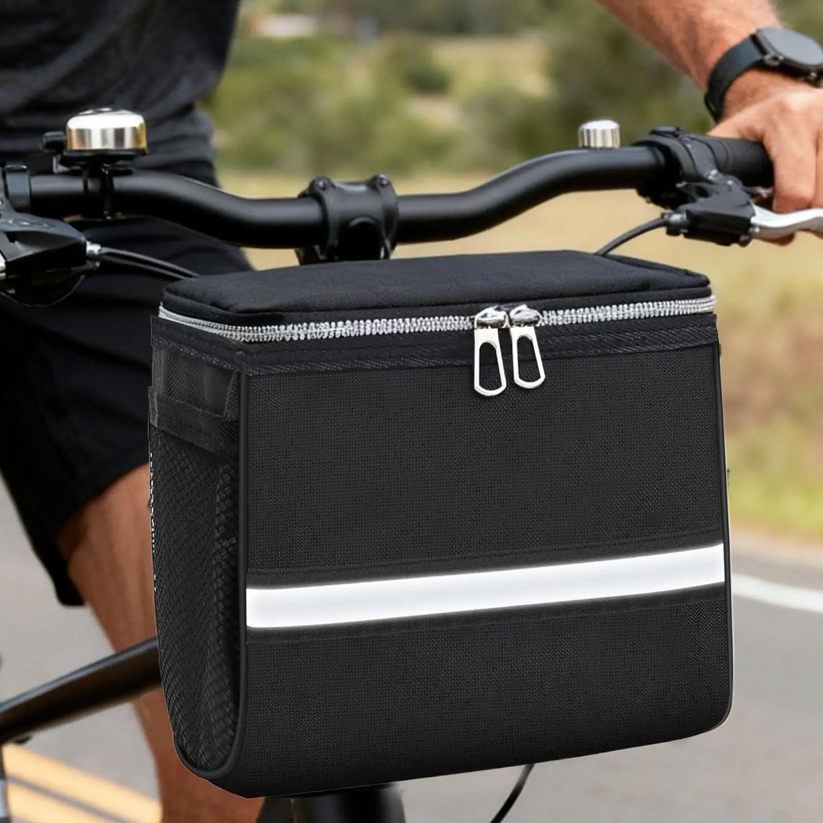 

Kids Bike Basket Waterproof with Reflective Strip Front Handlebar Adult Bike Basket for Road Mountain Electric Scooter Cycling