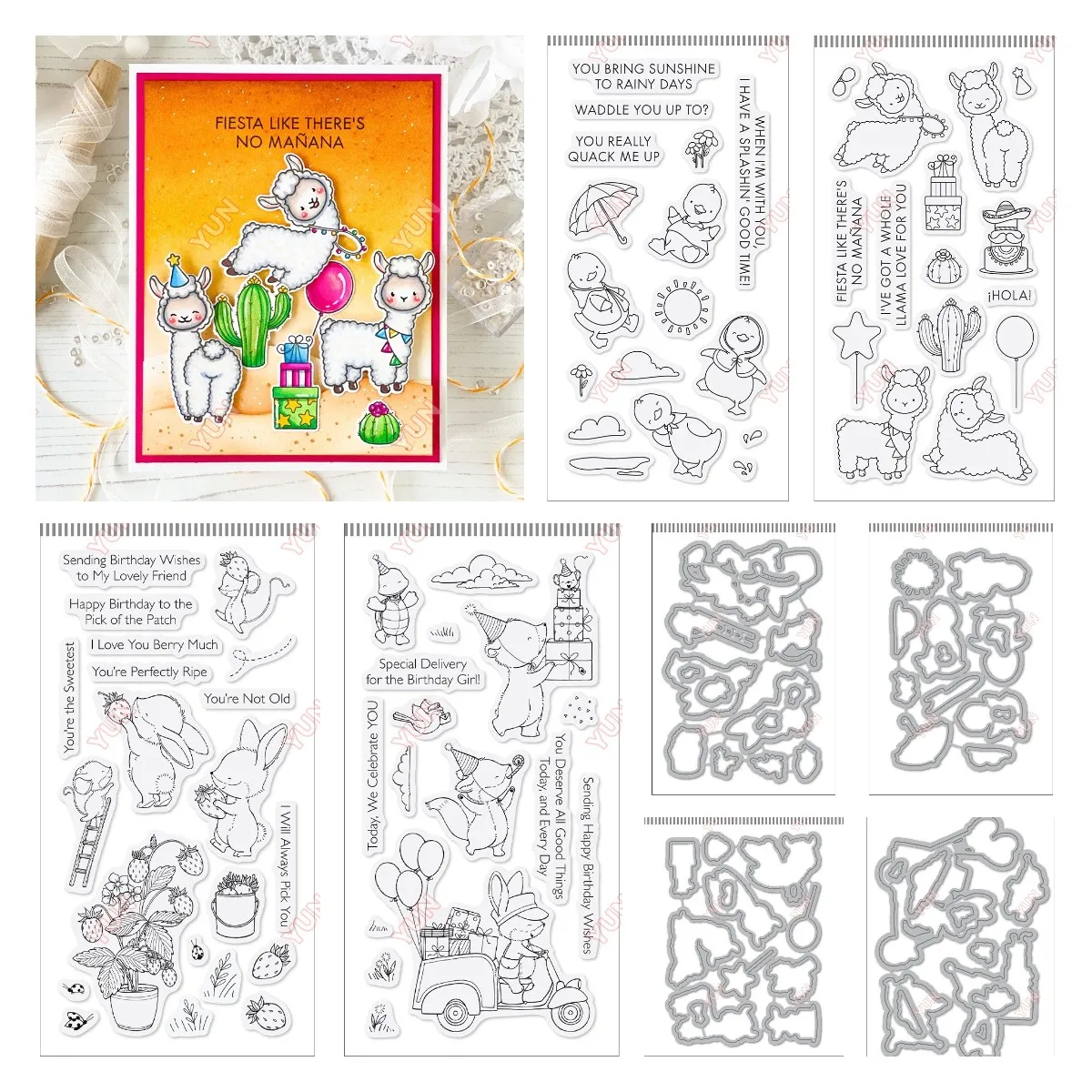 

Scrapbooking Paper Card Decoration Llama Love Duck Quack Pick of the Patch Special Delivery Cut Dies Stamps Set DIY Making Diary