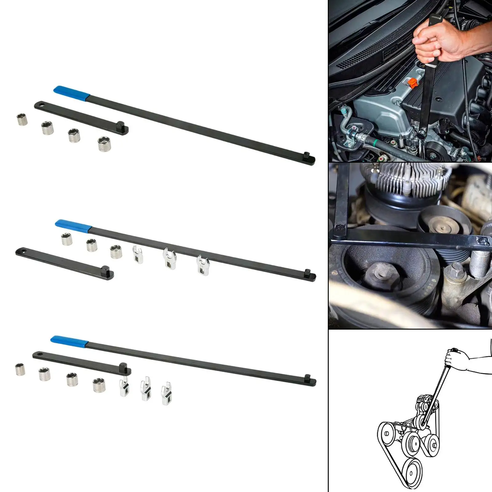 

Набор инструментов для снятия автомобильных натяжителей ремней, комплект ключей и головок из высокоуглеродистой стали для ремонта и регулировки двигателя