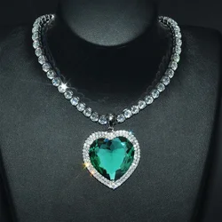2023 New Luxury 925 Sterling Silver Brilliant Heart Zircon Crystal Pendant Necklace Women Chic Wedding Bridal Engagement Jewelry