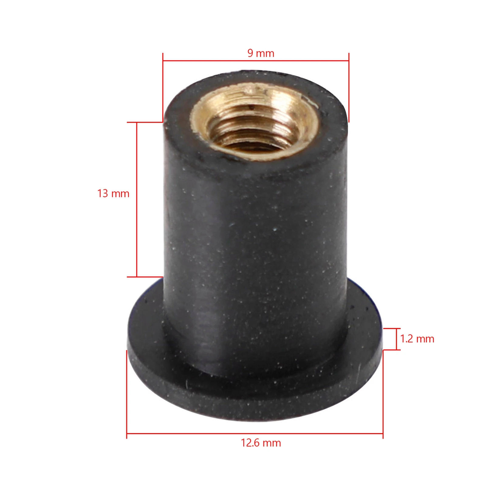 Artudatech 100 X SCREEN & FAIRING RUBBER WELL NUT M5 BRASS WELLNUTS 5MM MOTORCYCLE BIKE