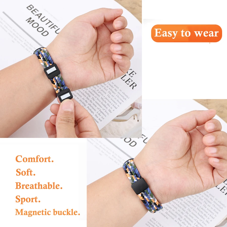 Nylonband für Xiaomi Mi Band 10 9 8, magnetische Schnalle, atmungsaktiv, Sport-Armband, Zubehör für Mi Band 8 9 10, ersetzt Armband