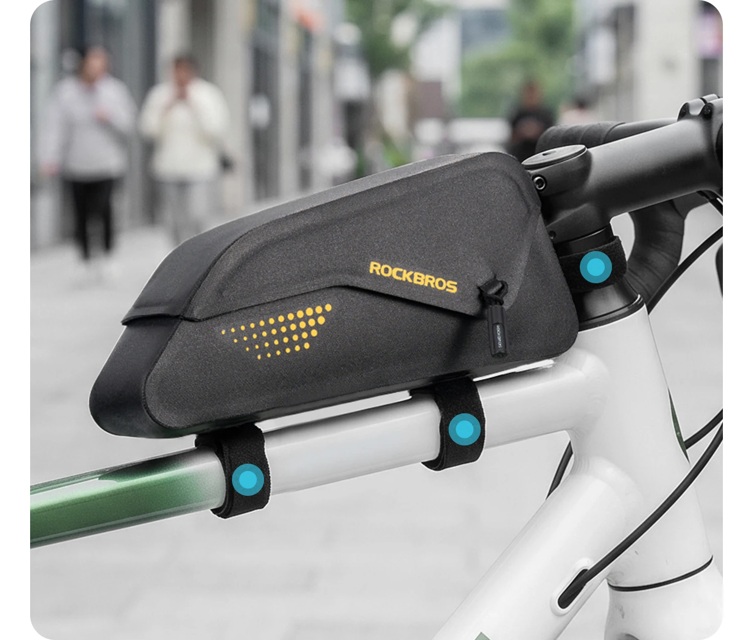 ROCKBROS Fahrradtasche 0,8L Kapazität Wasserdichte Magnetabdeckung Vorderrahmen MTB Rennrad Fahrradtasche Oberrohrtasche Fahrradzubehör – Detail 16