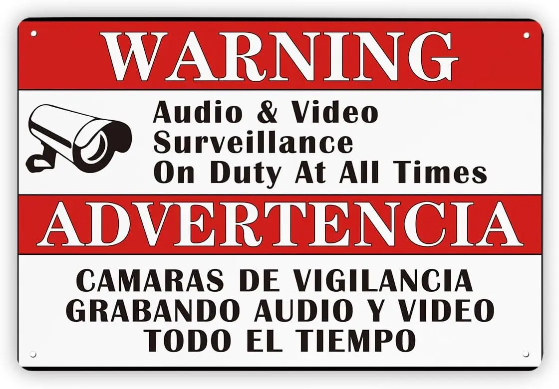 Warning Metal Sign - Audio & Video Surveillance On Duty, Do Not Disturb Door Decor, Aluminum Signs for Outside, Surveillance