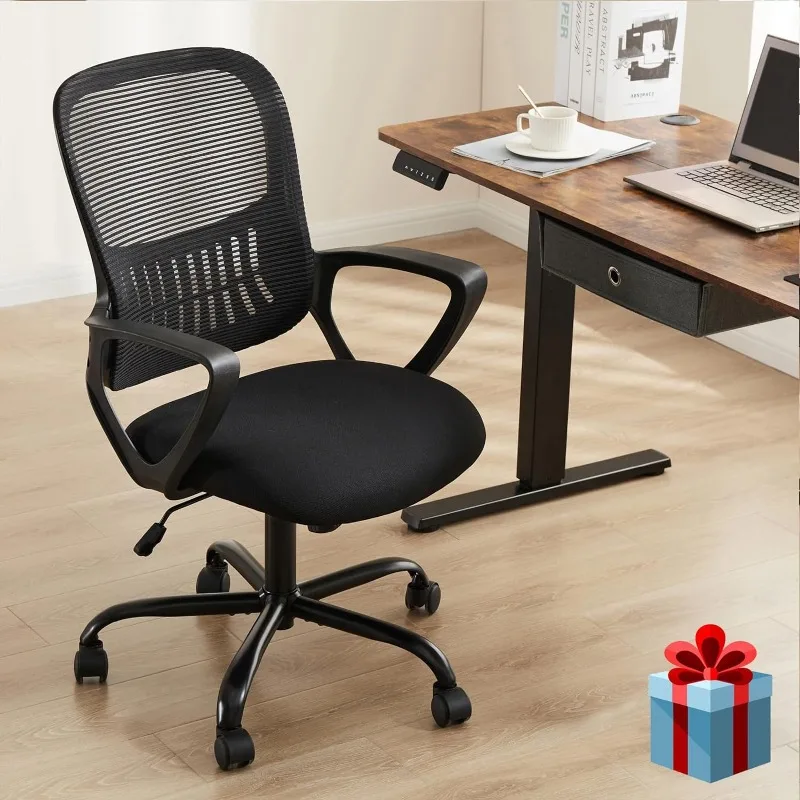 Office Computer Gaming Desk Chair, Ergonomic Mid-Back Mesh Rolling Work Swivel Task Chairs with Wheels, Comfortable