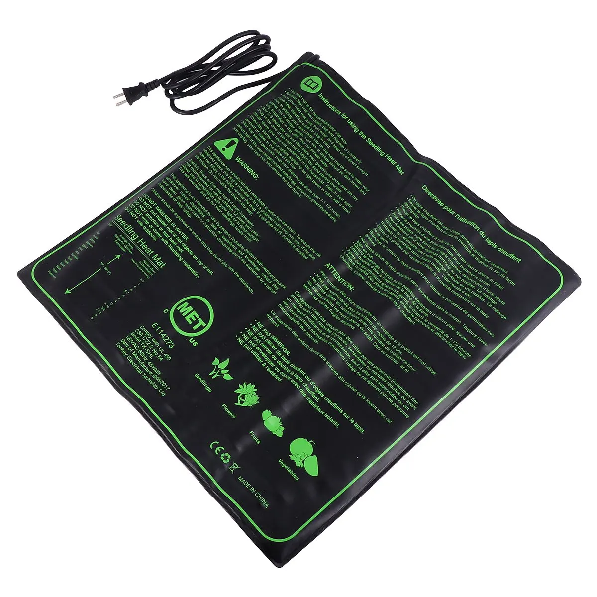 

Электрический нагревательный мат среднего размера, водонепроницаемый, черный, 110В, для проращивания растений, размножения, теплиц, гидропоники