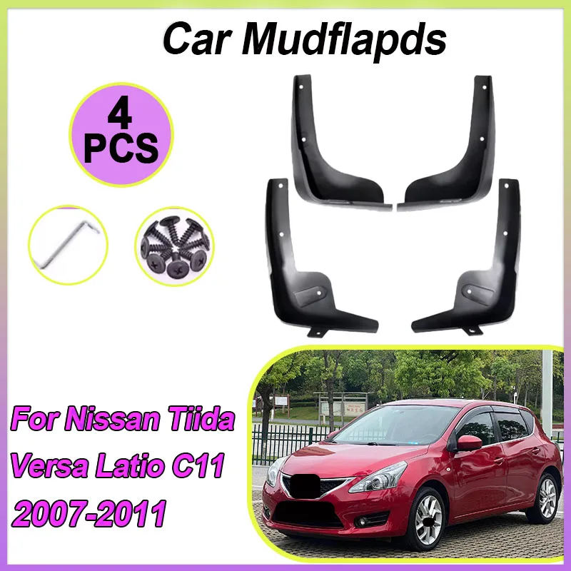 

4PCS For Nissan Tiida Versa Latio C11 2007 2008 2009 2010 2011 Mudguards Mudflaps Fender Mud Flap Splash Guards Car Accessories